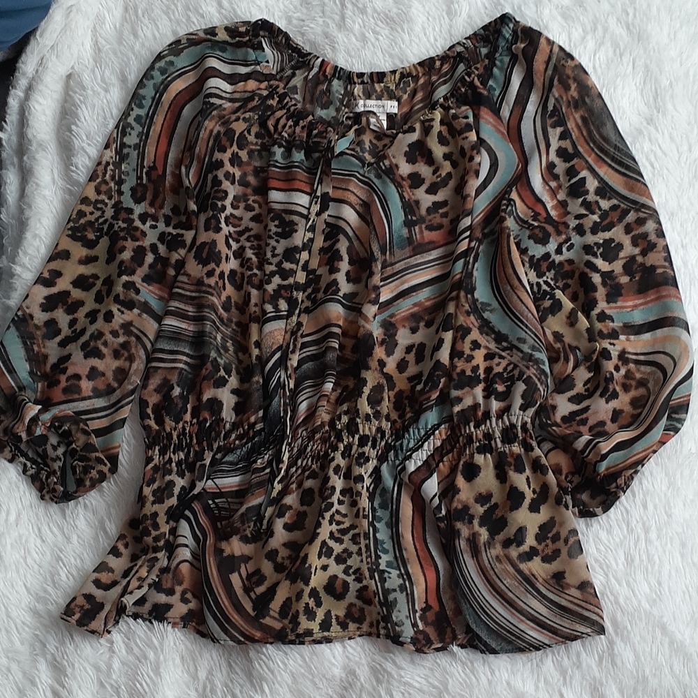 Cheetah Print See through Blouse